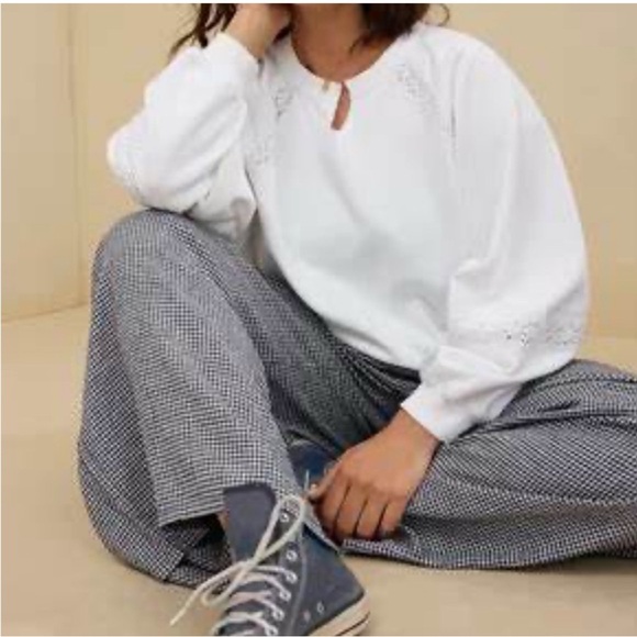 Aerie Hey Crochet White Lace Sweatshirt NWT - Picture 7 of 7